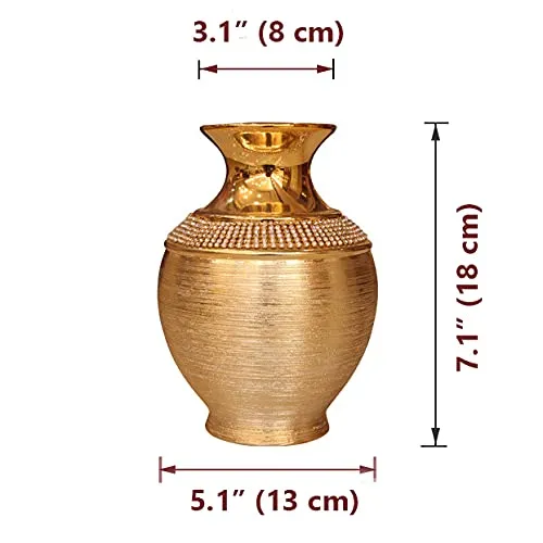 1 PC Gorgeous Golden Porcelain Vase - Bejeweled 7.1" Tall & 5.1" Thick