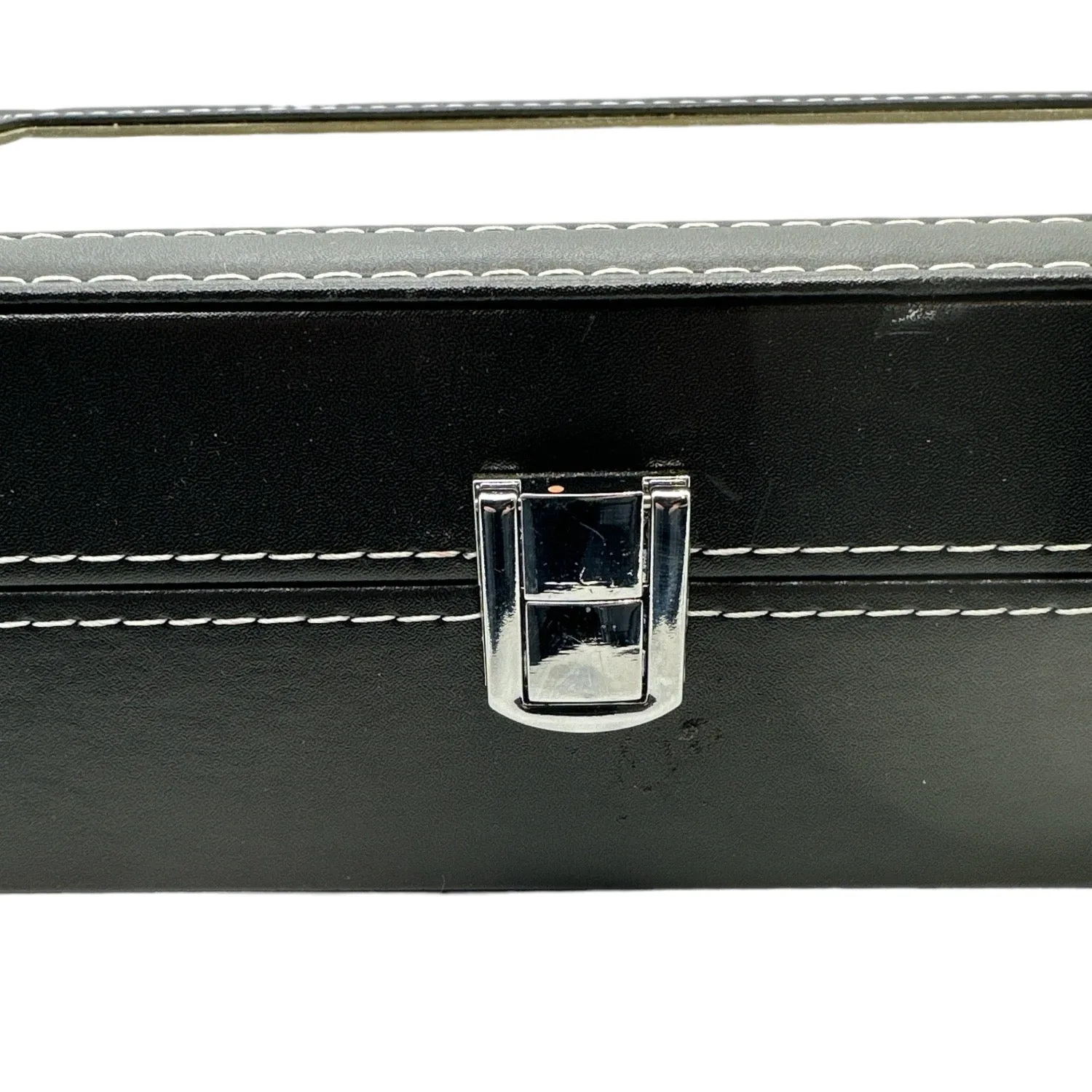 12-Slot Black Synthetic Leather Watch Display Case
