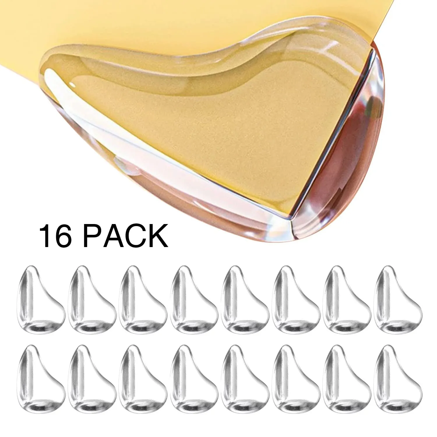 16 Pack Corner Protector for Baby, Clear Corner Protectors, Furniture Corner Guard & Edge Safety Bumpers to Cover Sharp Furniture & Table Edges Transparent Drop Shape 16 Pack