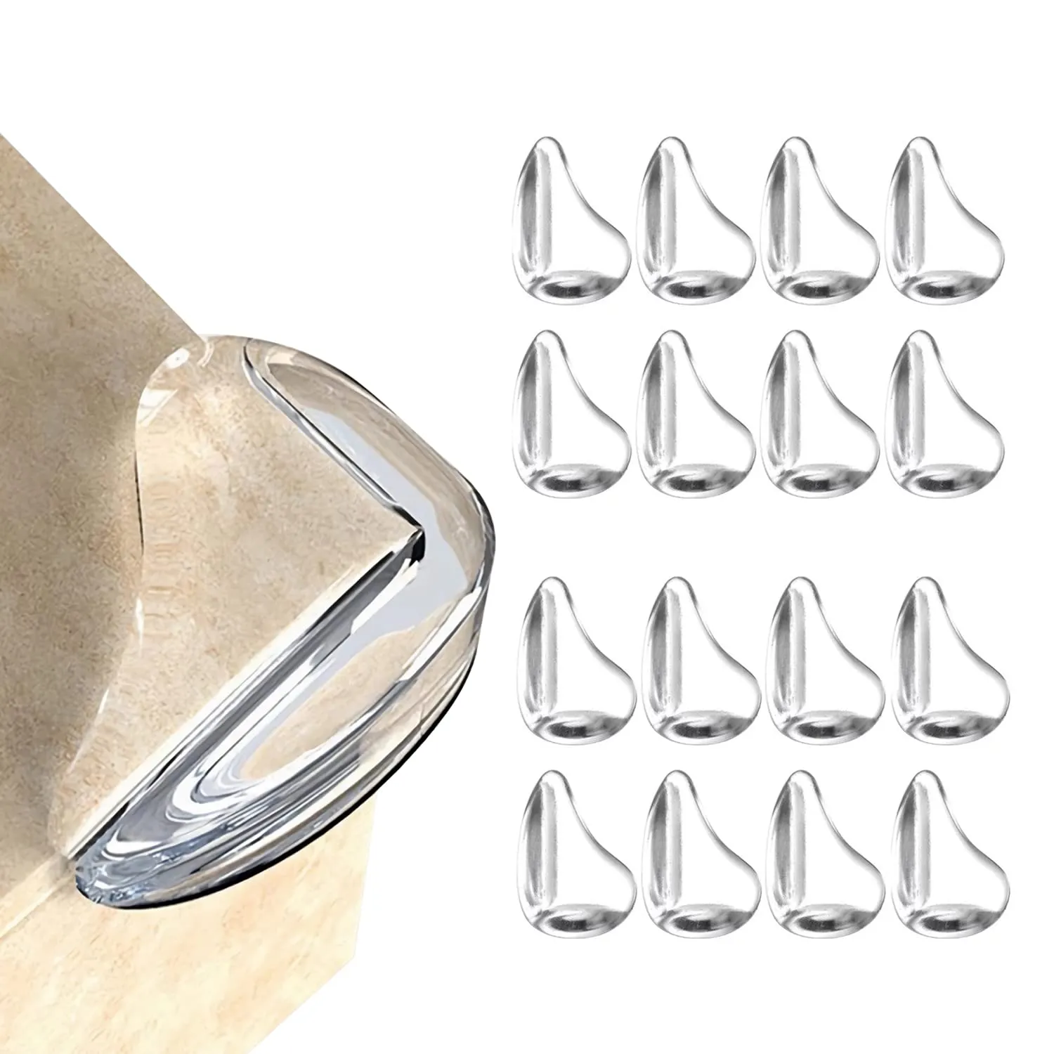 16 Pack Corner Protector for Baby, Clear Corner Protectors, Furniture Corner Guard & Edge Safety Bumpers to Cover Sharp Furniture & Table Edges Transparent Drop Shape 16 Pack
