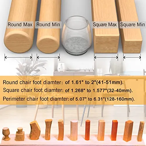 16 PCS Rectangle Chair Floor Protectors for Hardwood Floors Silicone Covers,Felt Pads is Upgraded and Thickened Furniture Foot Protectors, Anti-Scratch & No Noise.(Black, Large 1" x 1.75")