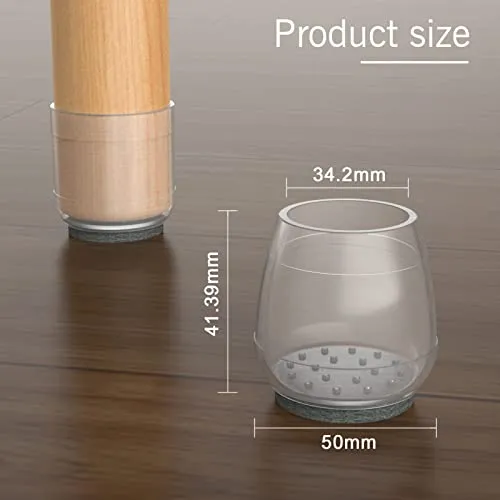 16 PCS Rectangle Chair Floor Protectors for Hardwood Floors Silicone Covers,Felt Pads is Upgraded and Thickened Furniture Foot Protectors, Anti-Scratch & No Noise.(Black, Large 1" x 1.75")
