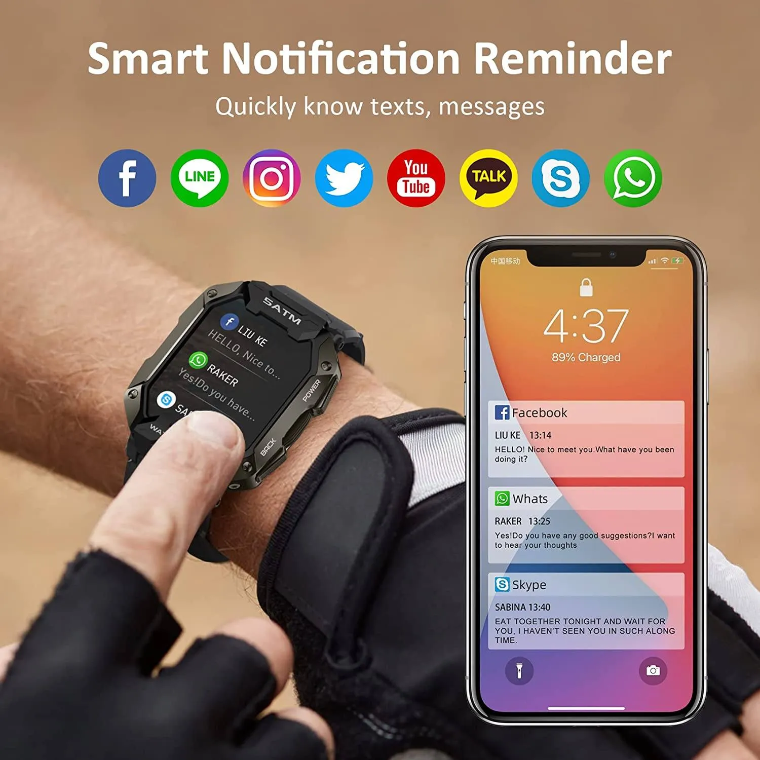 1.71" Tactical Military Sports Smart Watch