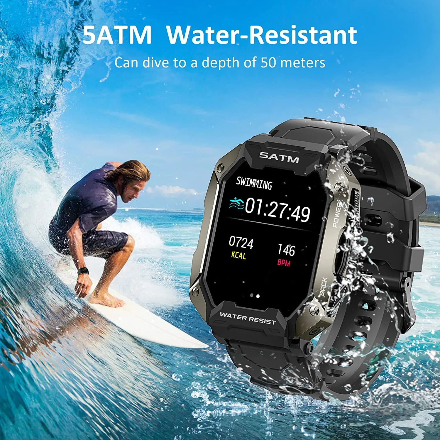 1.71" Tactical Military Sports Smart Watch