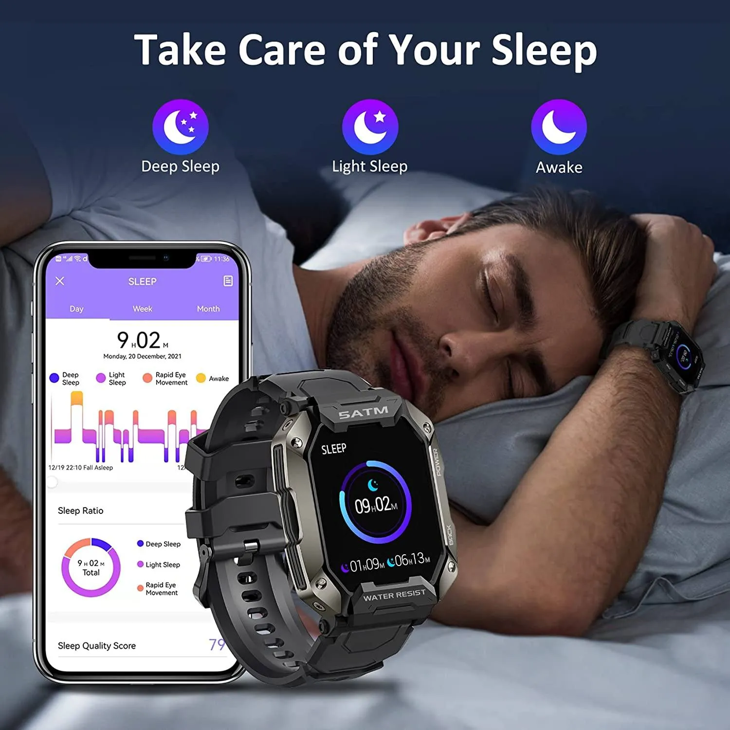 1.71" Tactical Military Sports Smart Watch