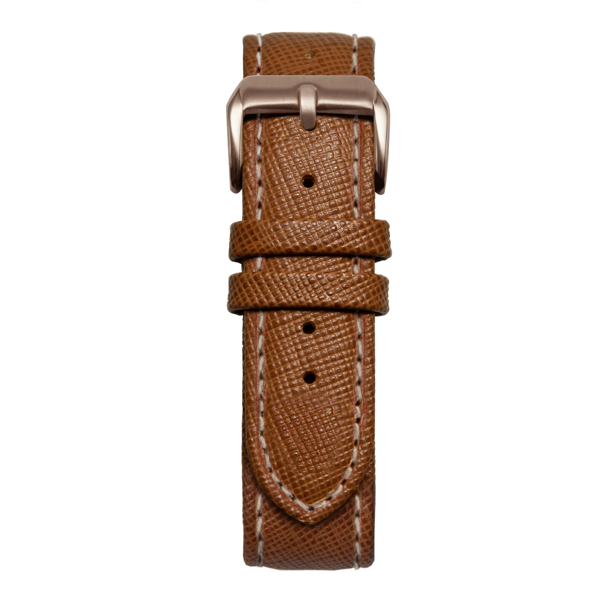 18' Brown & White Saffiano Leather Strap
