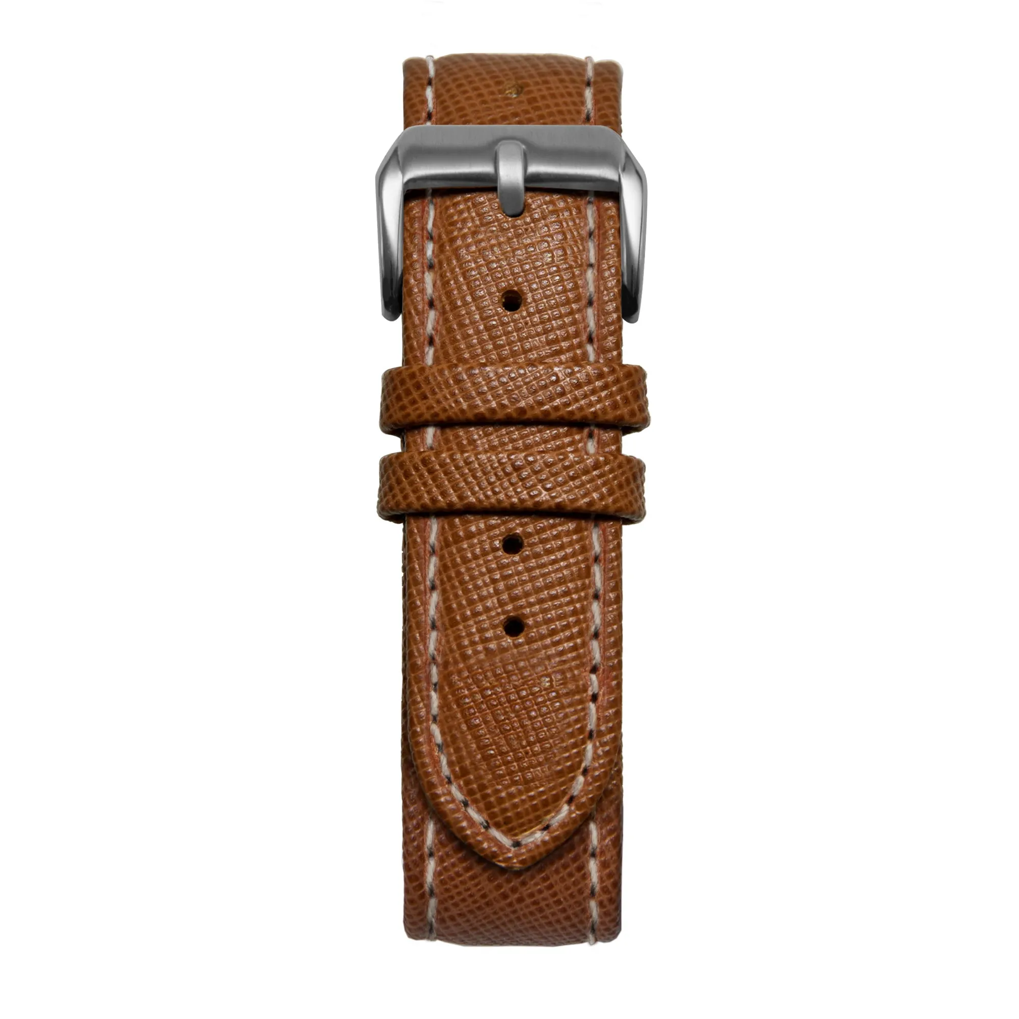 18' Brown & White Saffiano Leather Strap