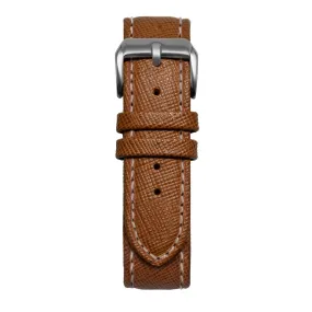 18' Brown & White Saffiano Leather Strap