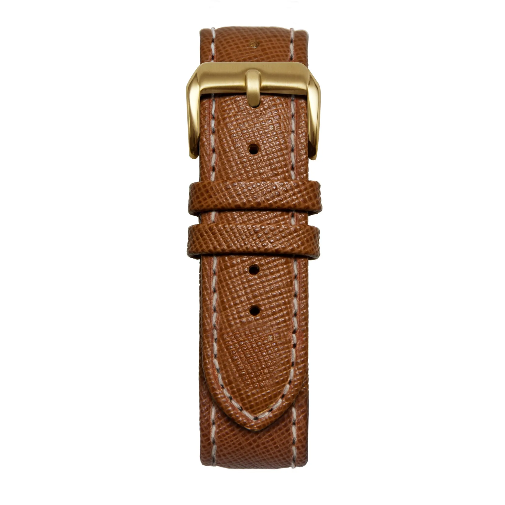 18' Brown & White Saffiano Leather Strap