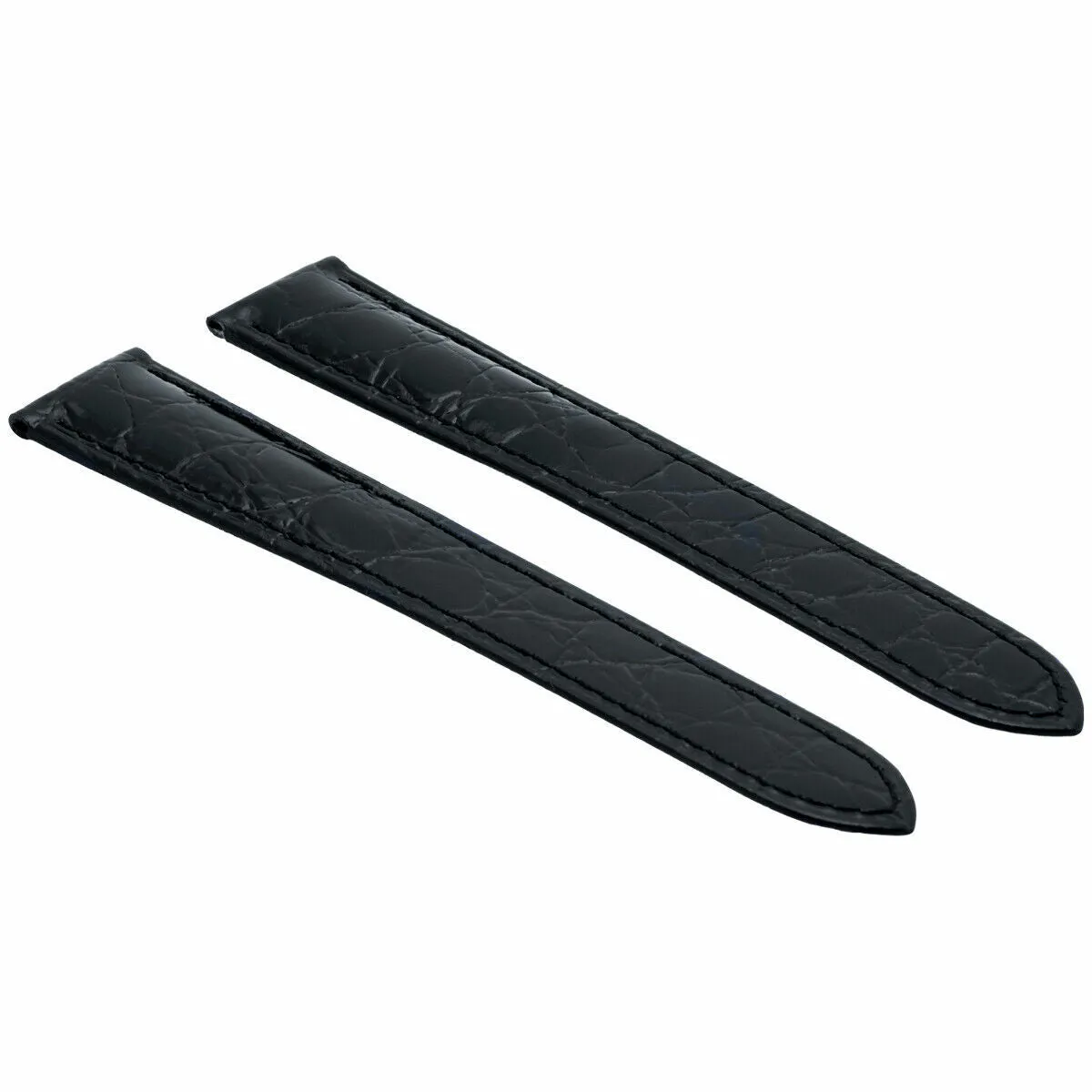 18MM LEATHER WATCH BAND STRAP FIT LADY 30MM CARTIER DUMONT DEPLOY CLASP BLACK