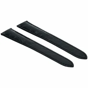 18MM LEATHER WATCH BAND STRAP FIT LADY 30MM CARTIER DUMONT DEPLOY CLASP BLACK