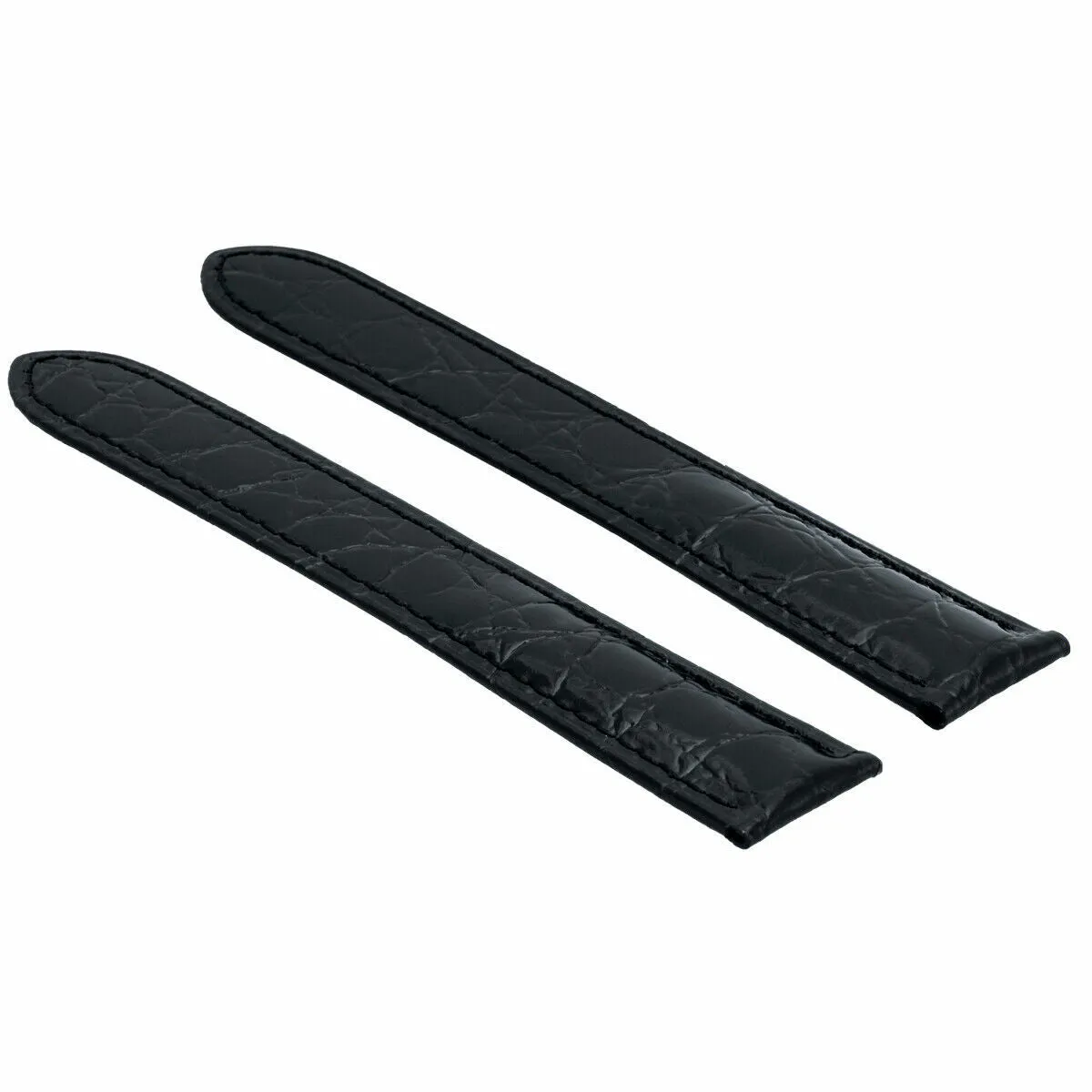 18MM LEATHER WATCH BAND STRAP FIT LADY 30MM CARTIER DUMONT DEPLOY CLASP BLACK