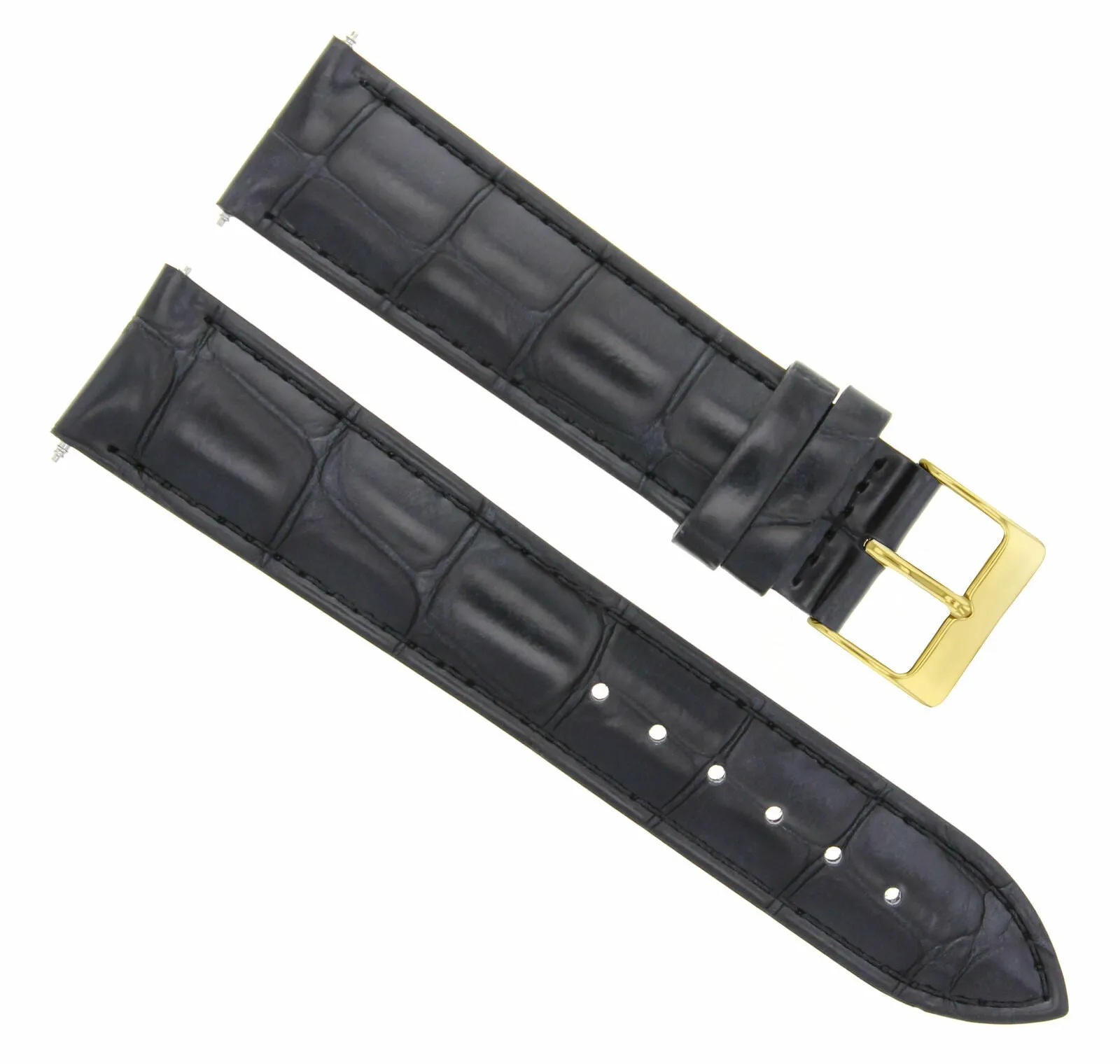18MM LEATHER WATCH BAND STRAP FOR JAEGER LECOULTRE WATCH BLACK GOLD