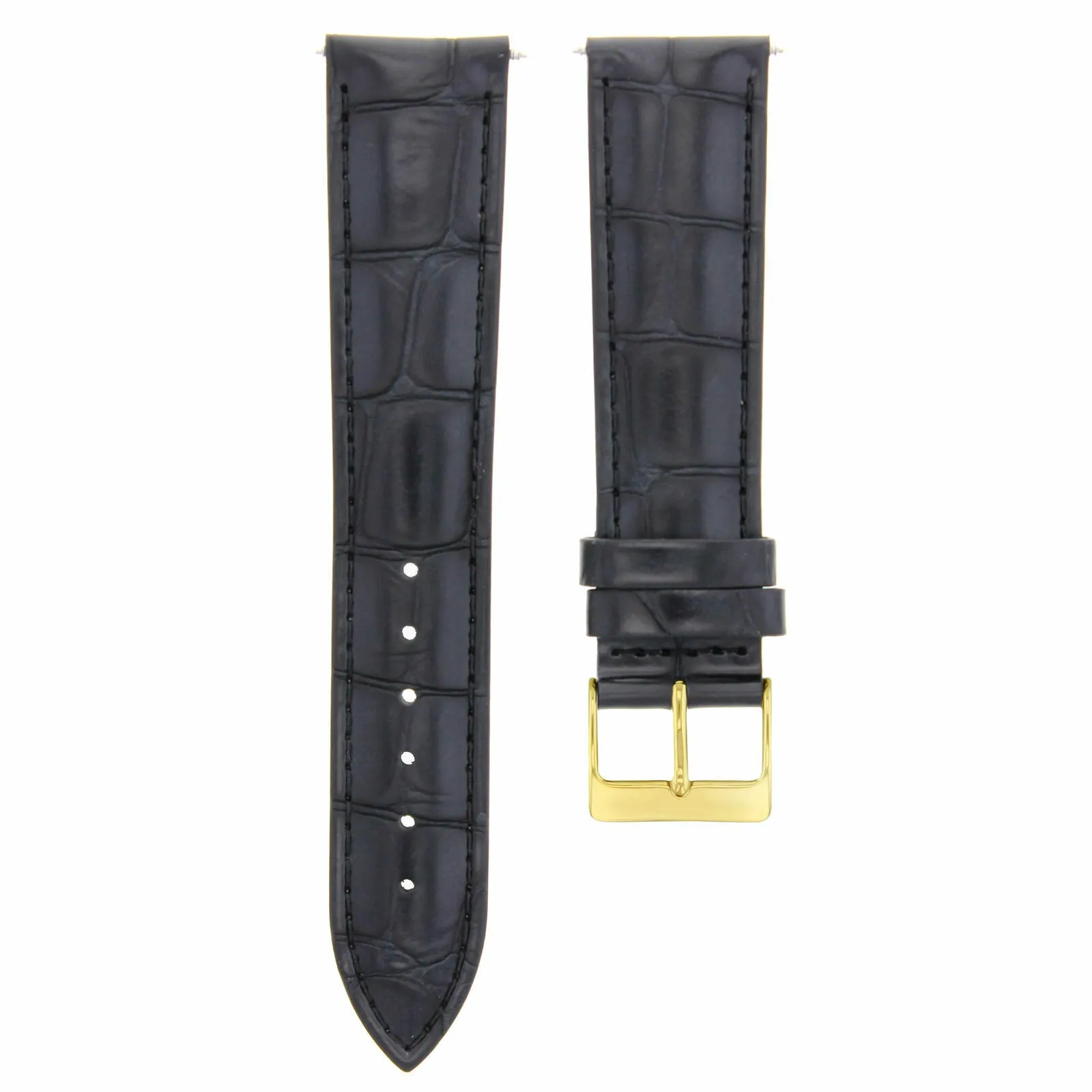 18MM LEATHER WATCH BAND STRAP FOR JAEGER LECOULTRE WATCH BLACK GOLD