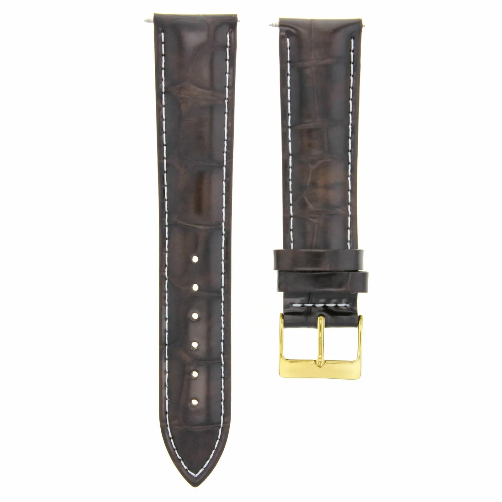 18MM LEATHER WATCH BAND STRAP FOR JAEGER LECOULTRE WATCH DARK BROWN WS GOLD