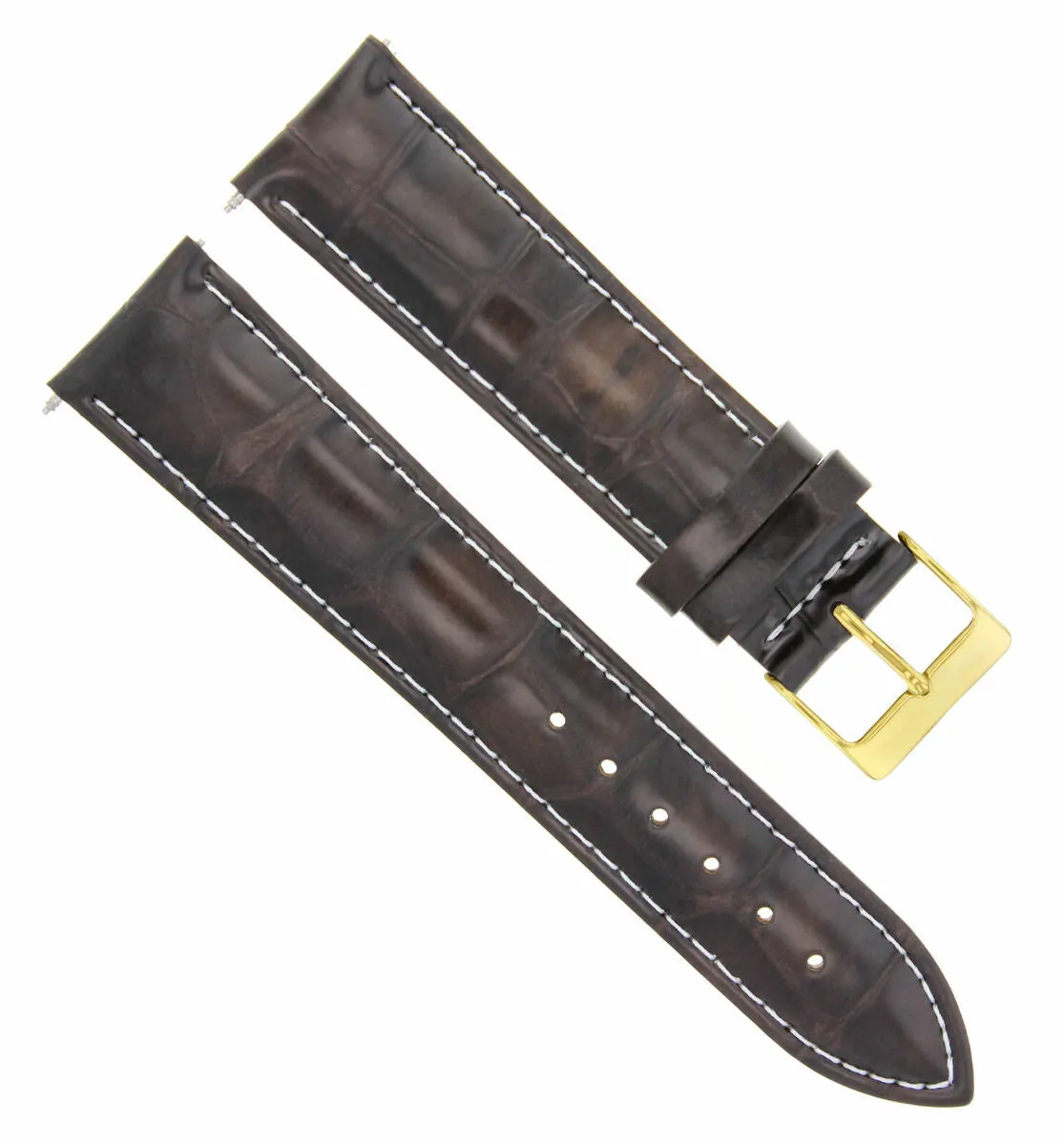18MM LEATHER WATCH BAND STRAP FOR JAEGER LECOULTRE WATCH DARK BROWN WS GOLD