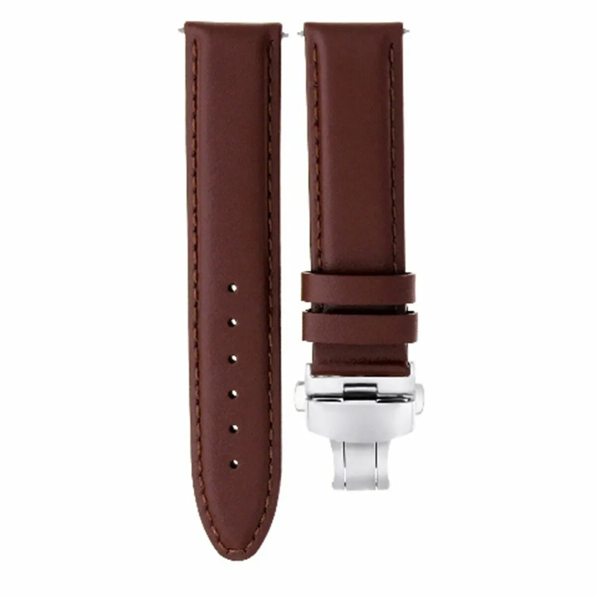 18MM SMOOTH LEATHER WATCH BAND STRAP DEPLOYMENT CLASP FOR FRANCK MULLER L/BROWN