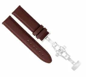 18MM SMOOTH LEATHER WATCH BAND STRAP DEPLOYMENT CLASP FOR FRANCK MULLER L/BROWN
