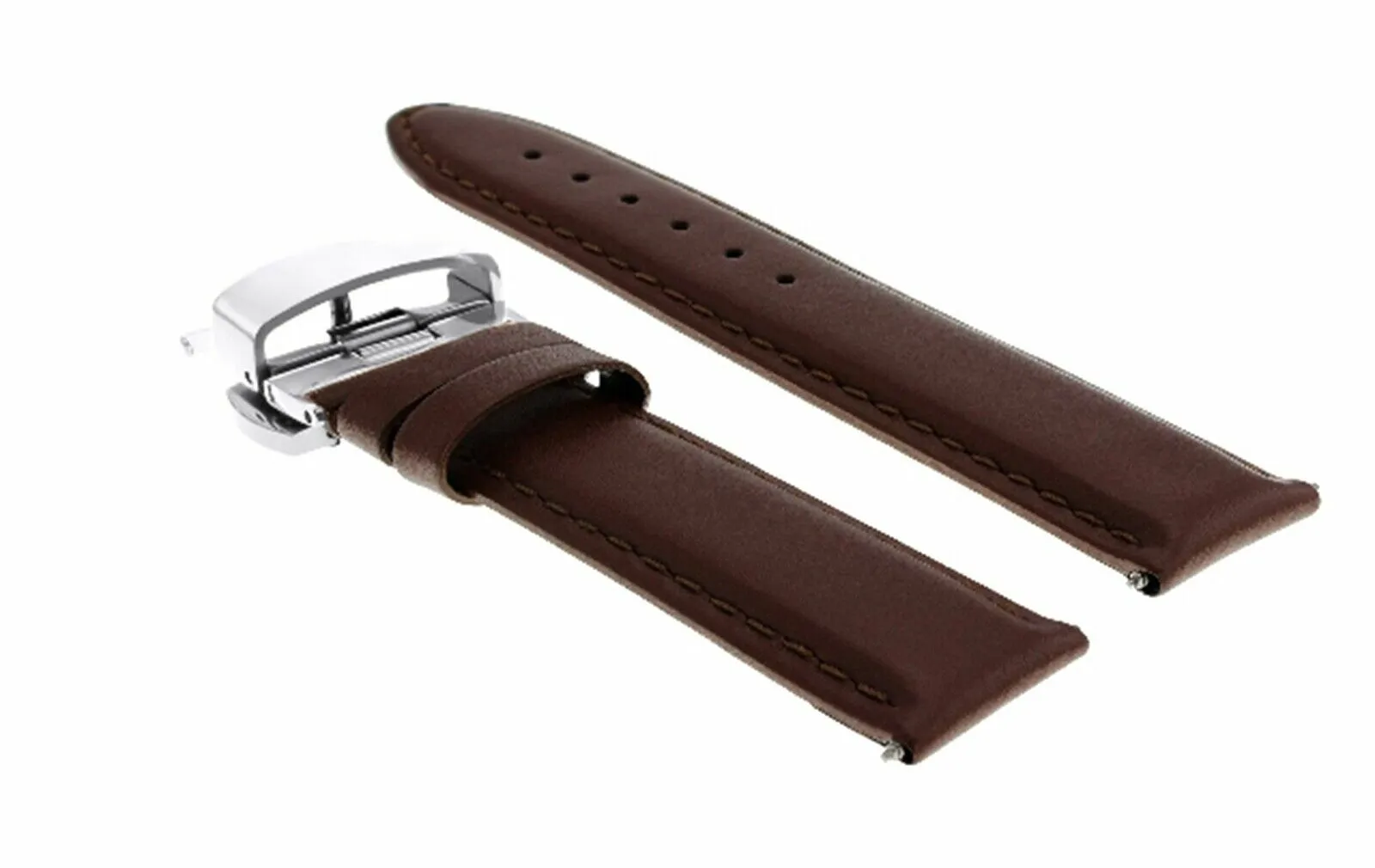 18MM SMOOTH LEATHER WATCH BAND STRAP DEPLOYMENT CLASP FOR FRANCK MULLER L/BROWN