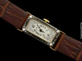 1910's Patek Philippe Tiffany & Co. Vintage Art Nouveau Ladies Watch - 18K Gold, Diamonds & Enamel