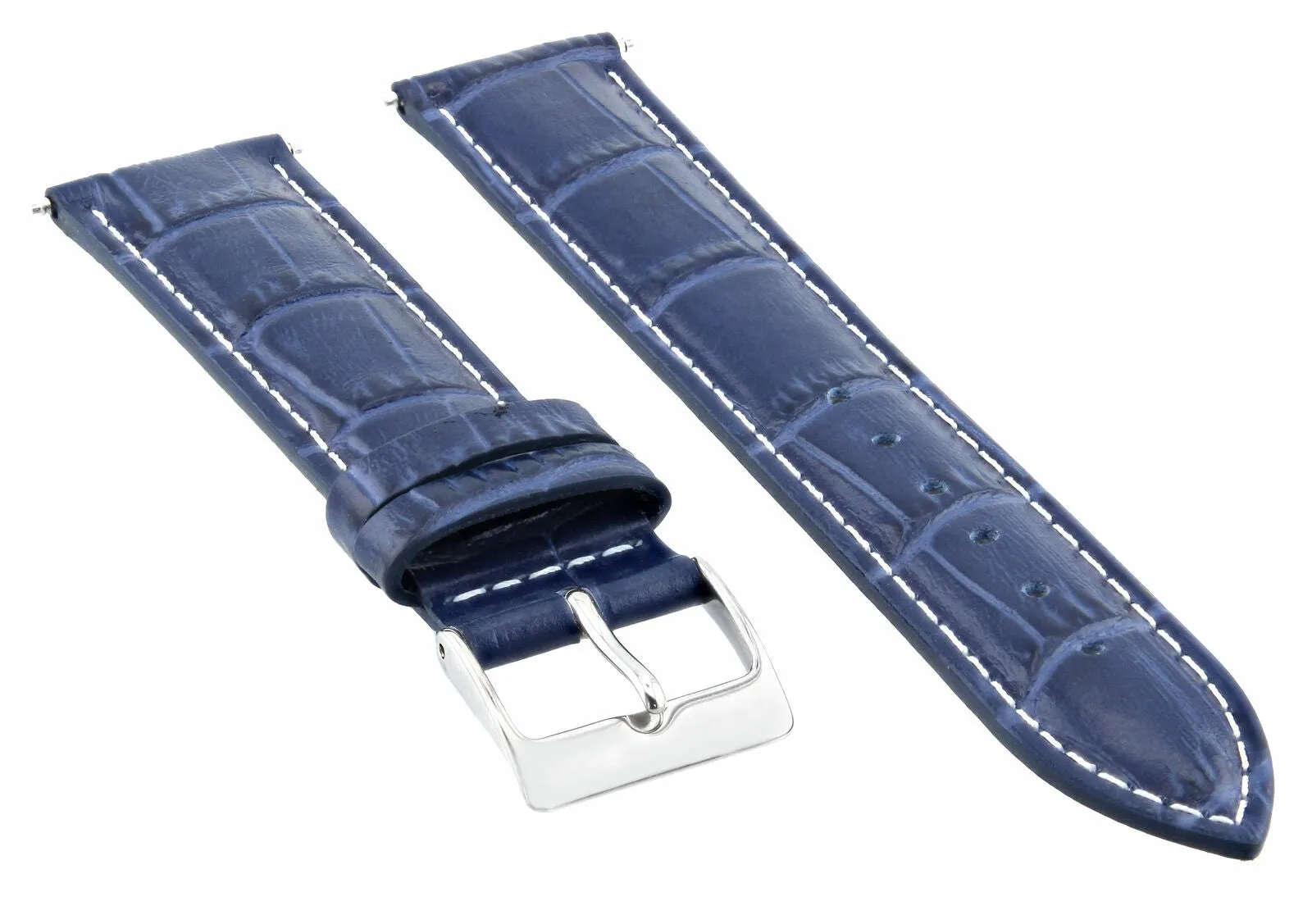 19/16MM LEATHER WATCH STRAP BAND FOR CHOPARD WATCH BLUE WHITE STITCHING
