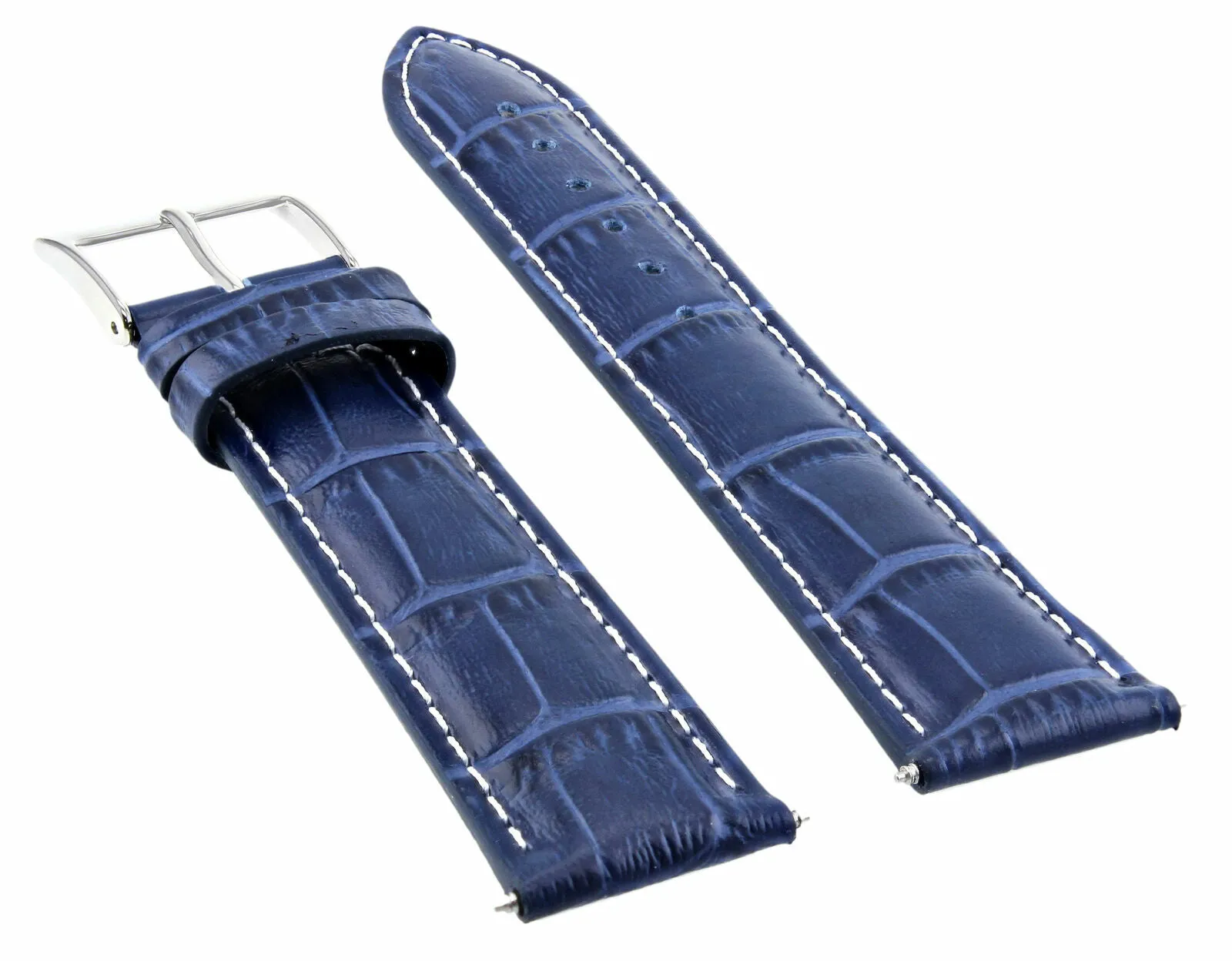 19/16MM LEATHER WATCH STRAP BAND FOR CHOPARD WATCH BLUE WHITE STITCHING