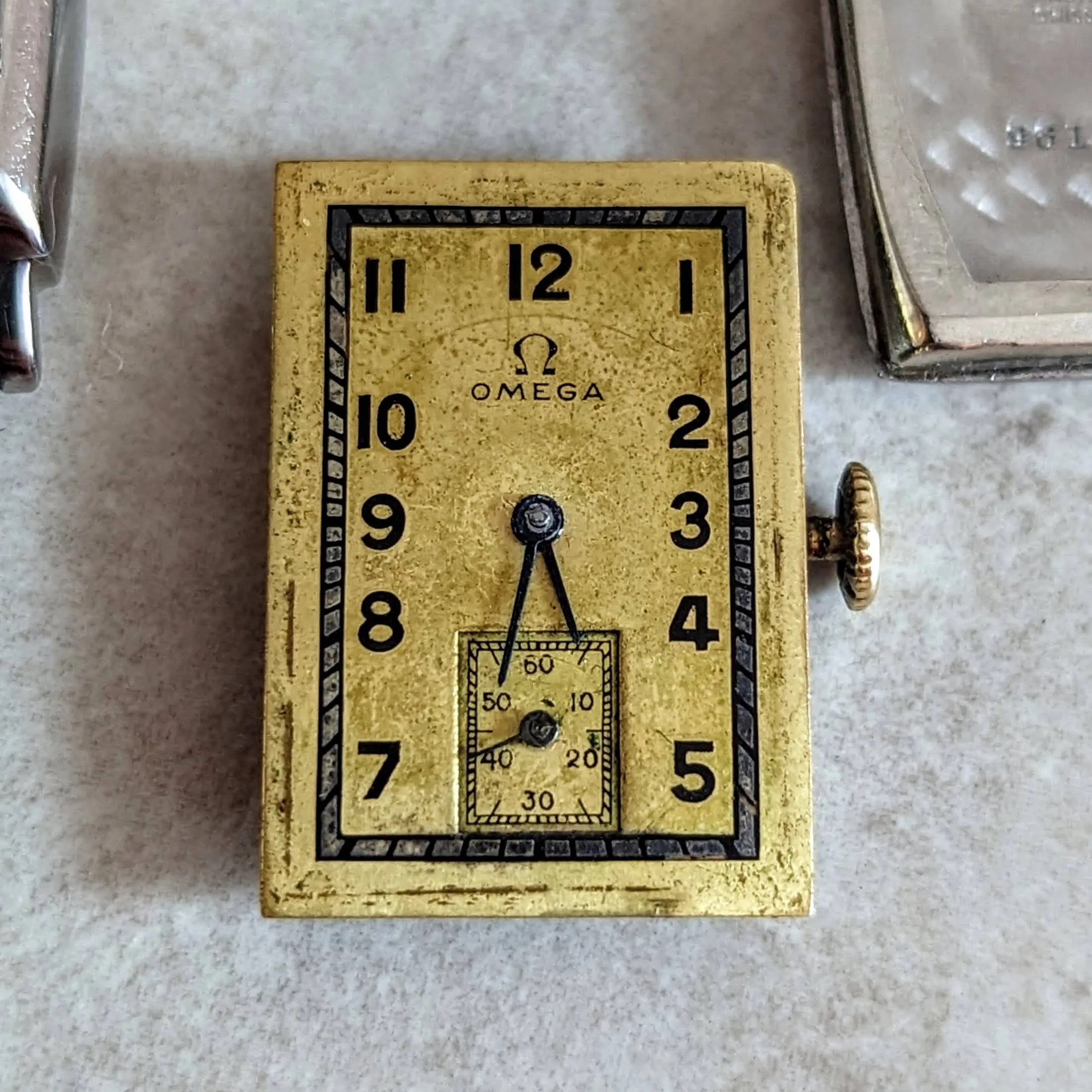 1934 OMEGA Art Deco Wristwatch Cal. T17 15 Jewels Tank Case ALL S.S. Vintage Watch