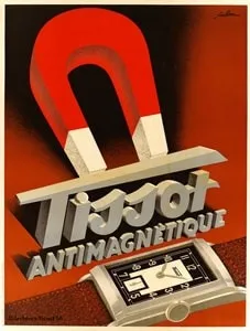 1947 Tissot Antimagnetique Manual Wind Wristwatch Model 6445-5 with Original Two Tone Radial Arabic Numeral Dial in steel