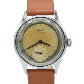 1947 Tissot Antimagnetique Manual Wind Wristwatch Model 6445-5 with Original Two Tone Radial Arabic Numeral Dial in steel