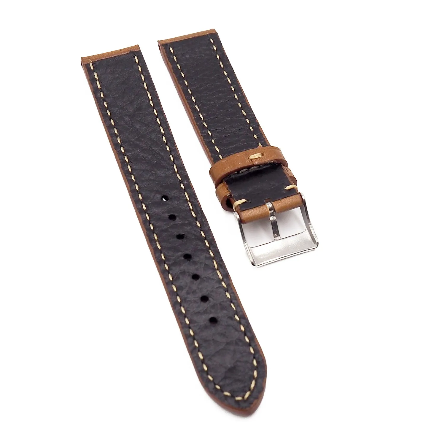 19mm, 21mm Brown Calf Leather Watch Strap