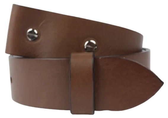 2 Inch Wide (50mm) Brown Full Grain Leather Belt Strap Made to Measure Chicago Screws