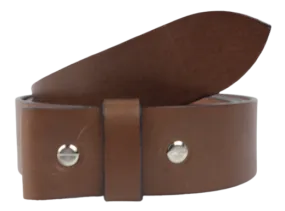 2 Inch Wide (50mm) Brown Full Grain Leather Belt Strap Made to Measure Chicago Screws