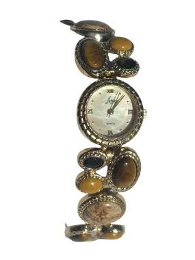 2000s golden stone & pearl watch