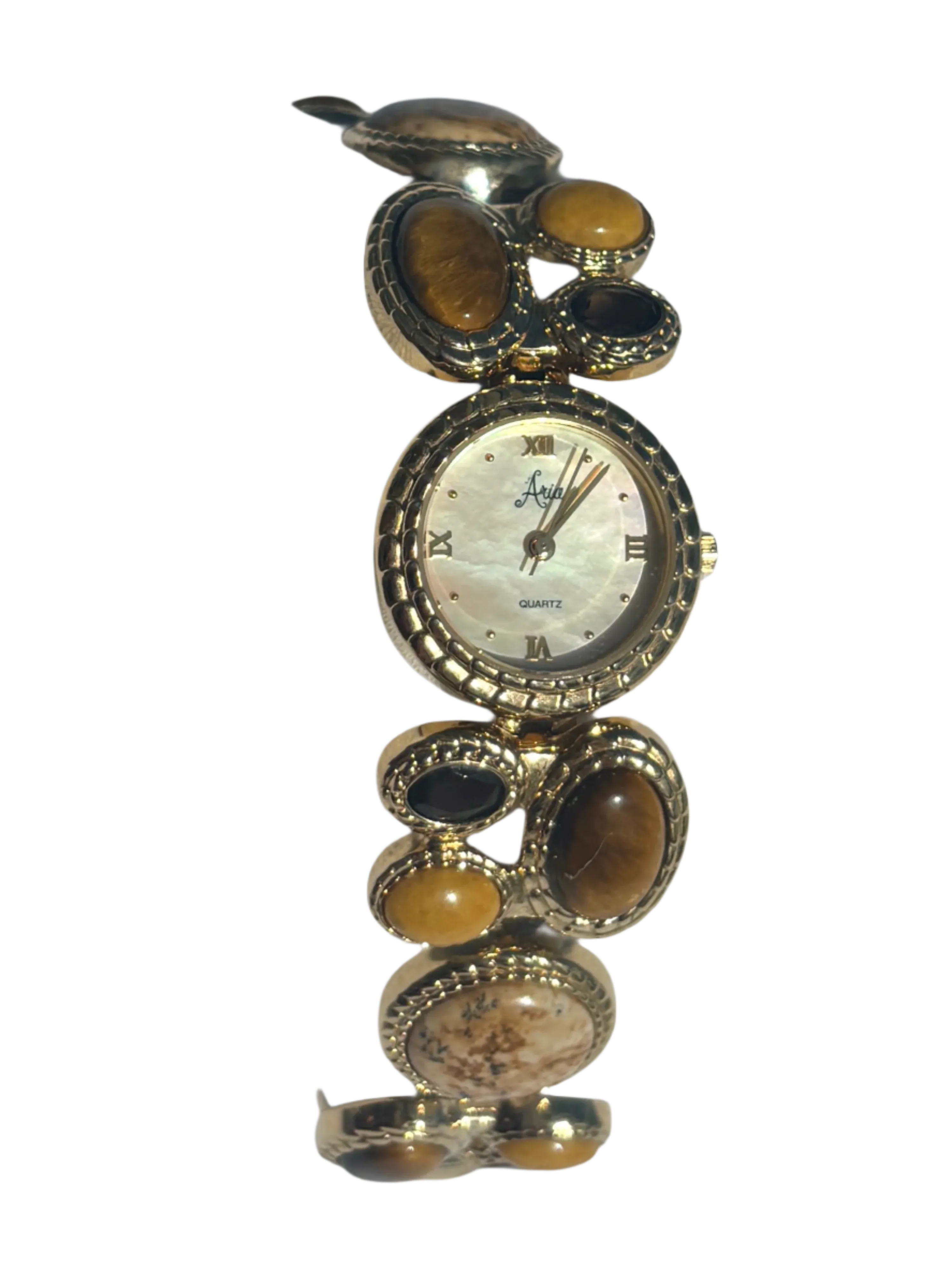 2000s golden stone & pearl watch