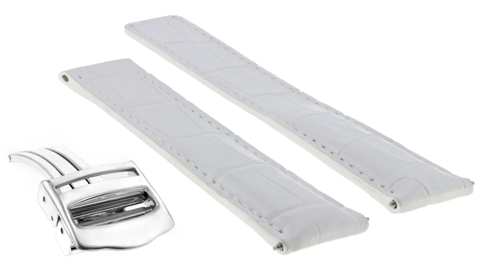 20MM LEATHER WATCH BAND STRAP DEPLOYMENT FOR CARTIER TANK FRANCAISE WATCH WHITE