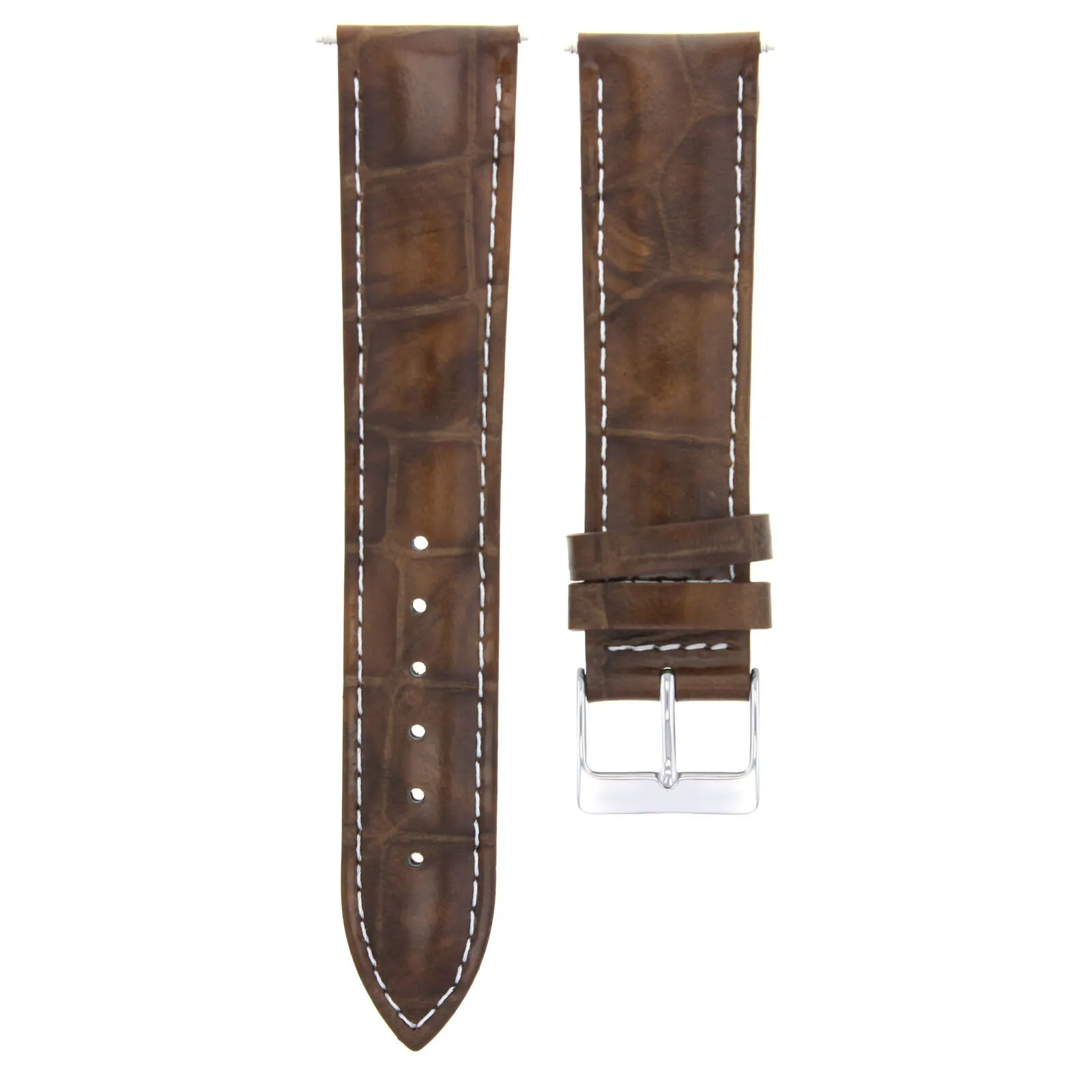 20MM LIGHT BROWN WHITE STITCH LEATHER WATCH BAND STRAP FOR VACHERON CONSTANTIN