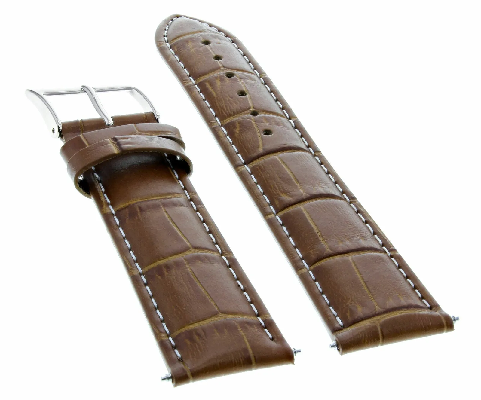 20MM LIGHT BROWN WHITE STITCH LEATHER WATCH BAND STRAP FOR VACHERON CONSTANTIN