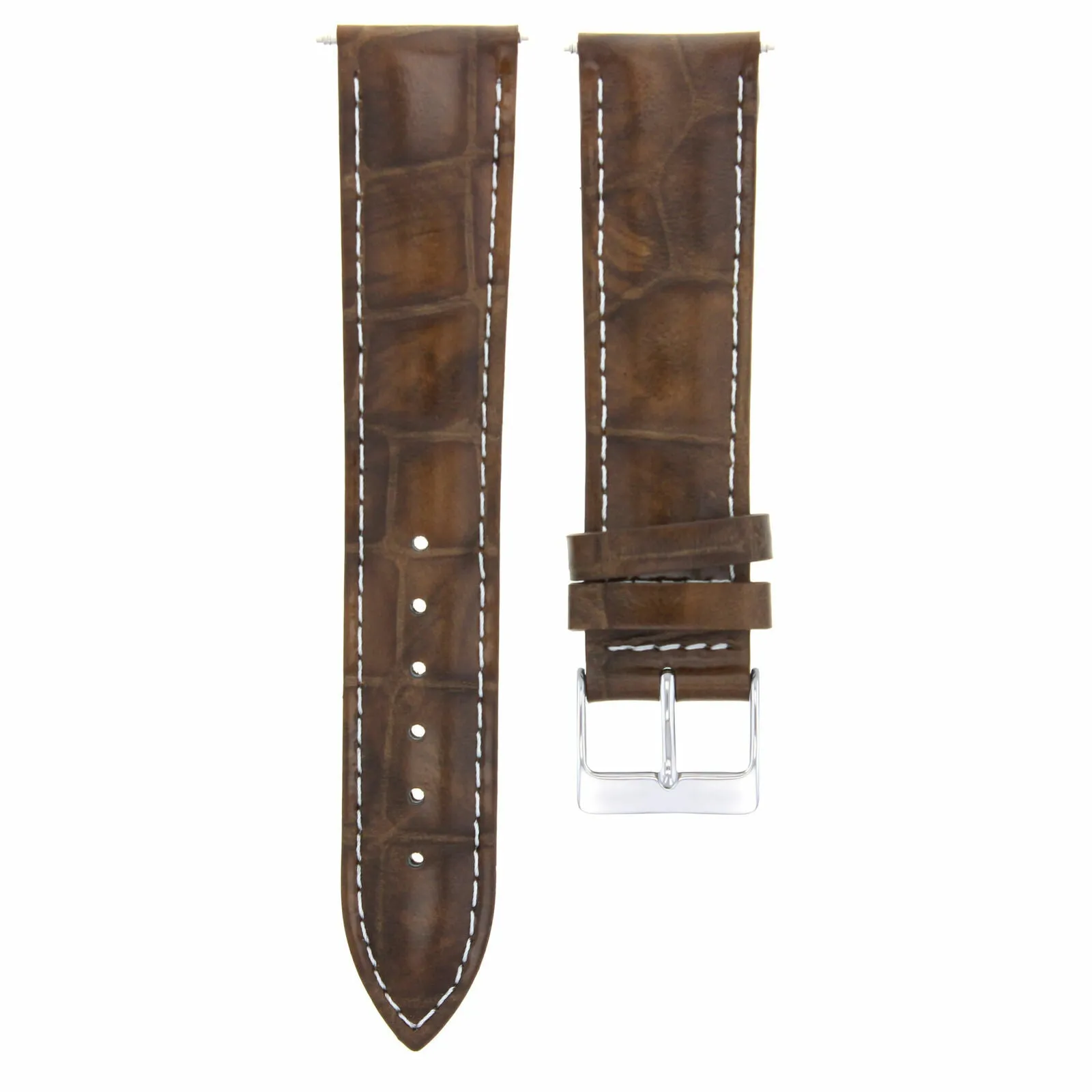 20MM LIGHT BROWN WHITE STITCH LEATHER WATCH BAND STRAP FOR VACHERON CONSTANTIN