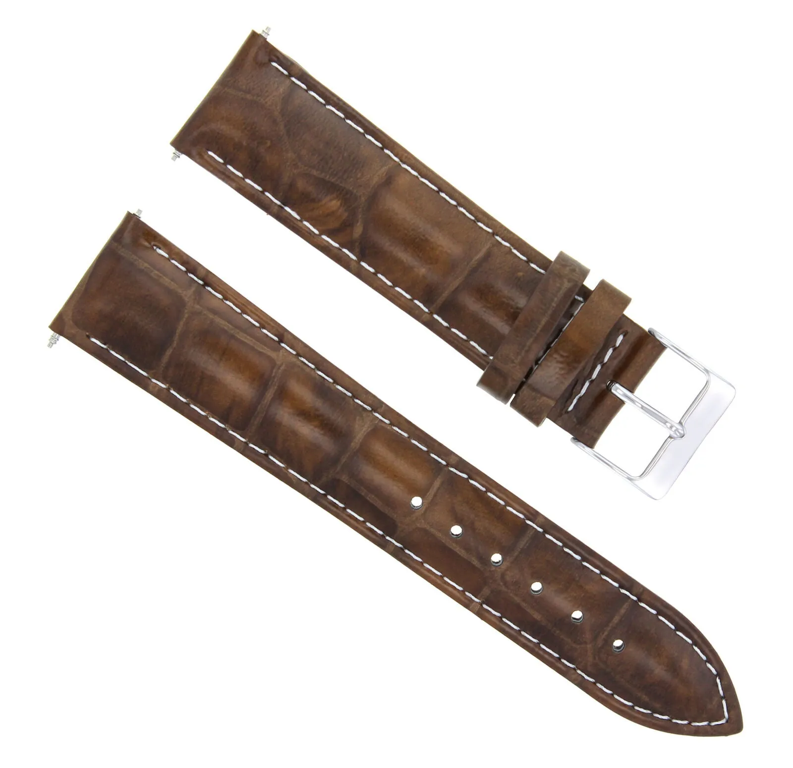 20MM LIGHT BROWN WHITE STITCH LEATHER WATCH BAND STRAP FOR VACHERON CONSTANTIN