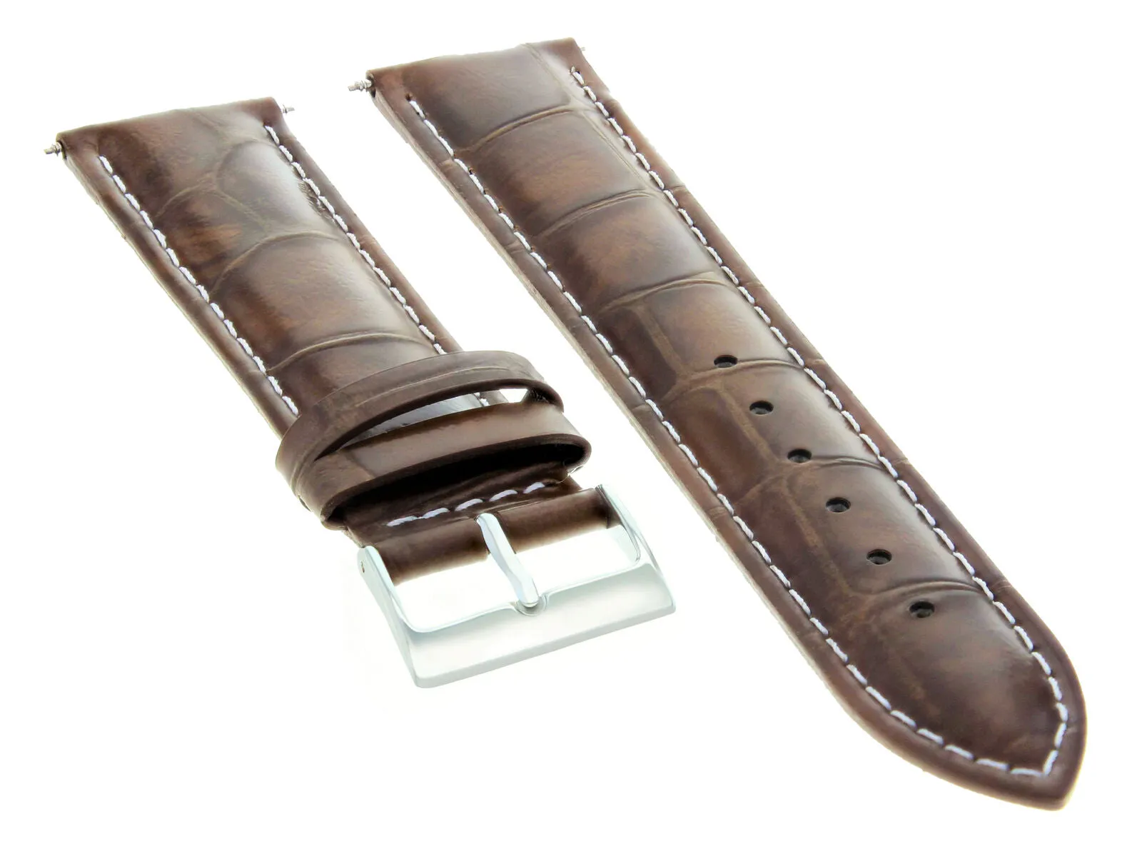 20MM LIGHT BROWN WHITE STITCH LEATHER WATCH BAND STRAP FOR VACHERON CONSTANTIN