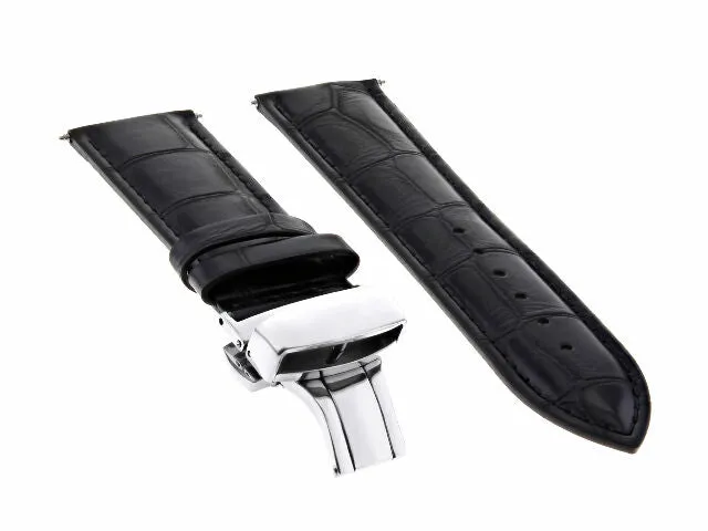 21MM LEATHER STRAP WATCH BAND FOR 44MM BAUME MERCIER CAPELAND CLIFTON AUTO BLACK
