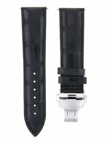 21MM LEATHER STRAP WATCH BAND FOR 44MM BAUME MERCIER CAPELAND CLIFTON AUTO BLACK