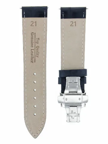 21MM LEATHER STRAP WATCH BAND FOR 44MM BAUME MERCIER CAPELAND CLIFTON AUTO BLACK