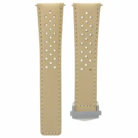 22MM BEIGE LEATHER WATCH BAND STRAP FOR TAG HEUER MONACO CARRERA 1887   CLASP