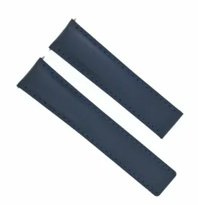 22MM LEATHER STRAP BAND FOR BREITLING AEROSPACE PILOT DEPLOYMENT CLASP BLUE