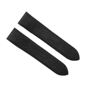 23MM BLACK LEATHER WATCH BAND STRAP FOR CARTIER SANTOS 100XL WATCH 38MM TOP QLTY