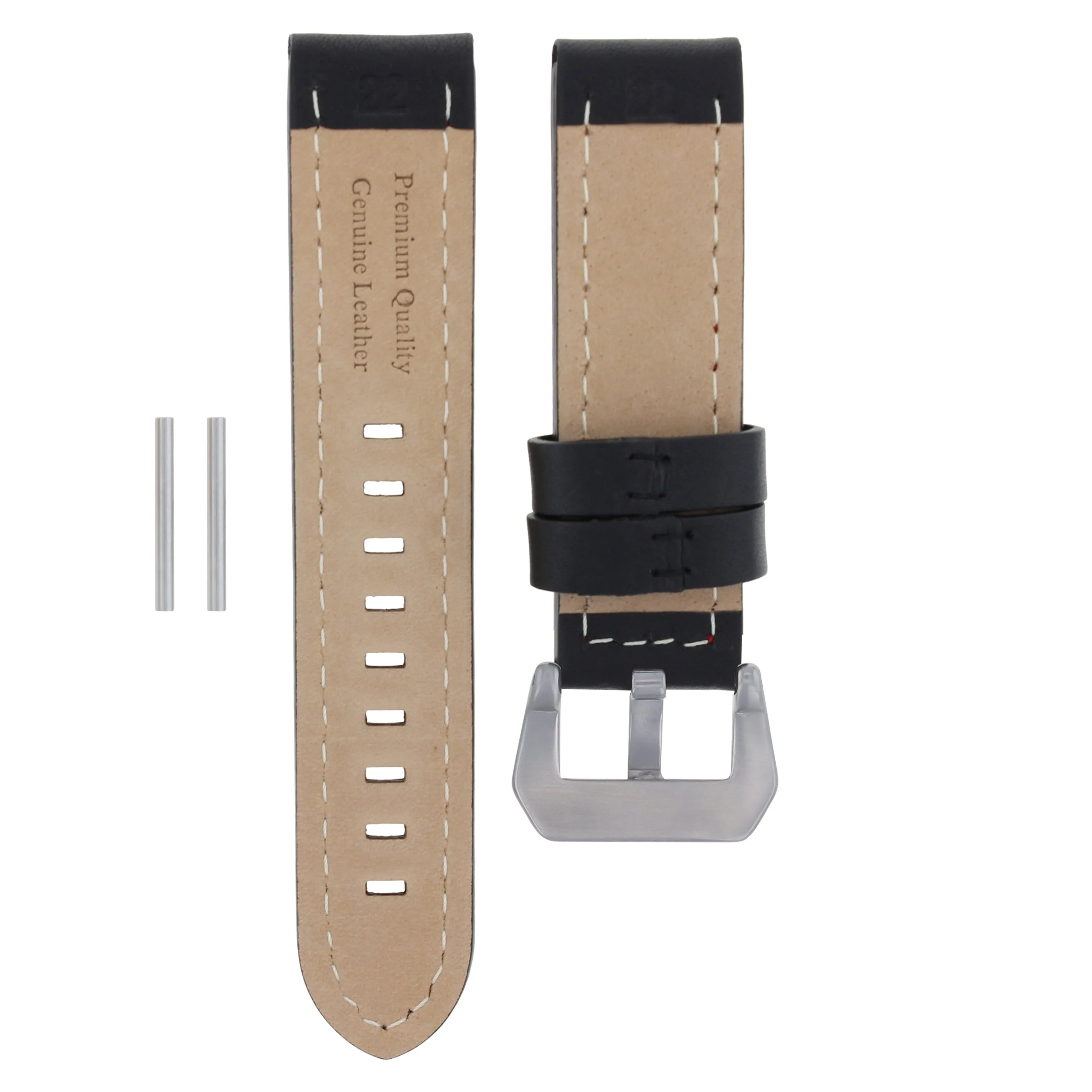 24MM COW LEATHER STRAP WATCH BAND FOR PAM 44MM PANERAI MARINA LUMINOR BLACK WS