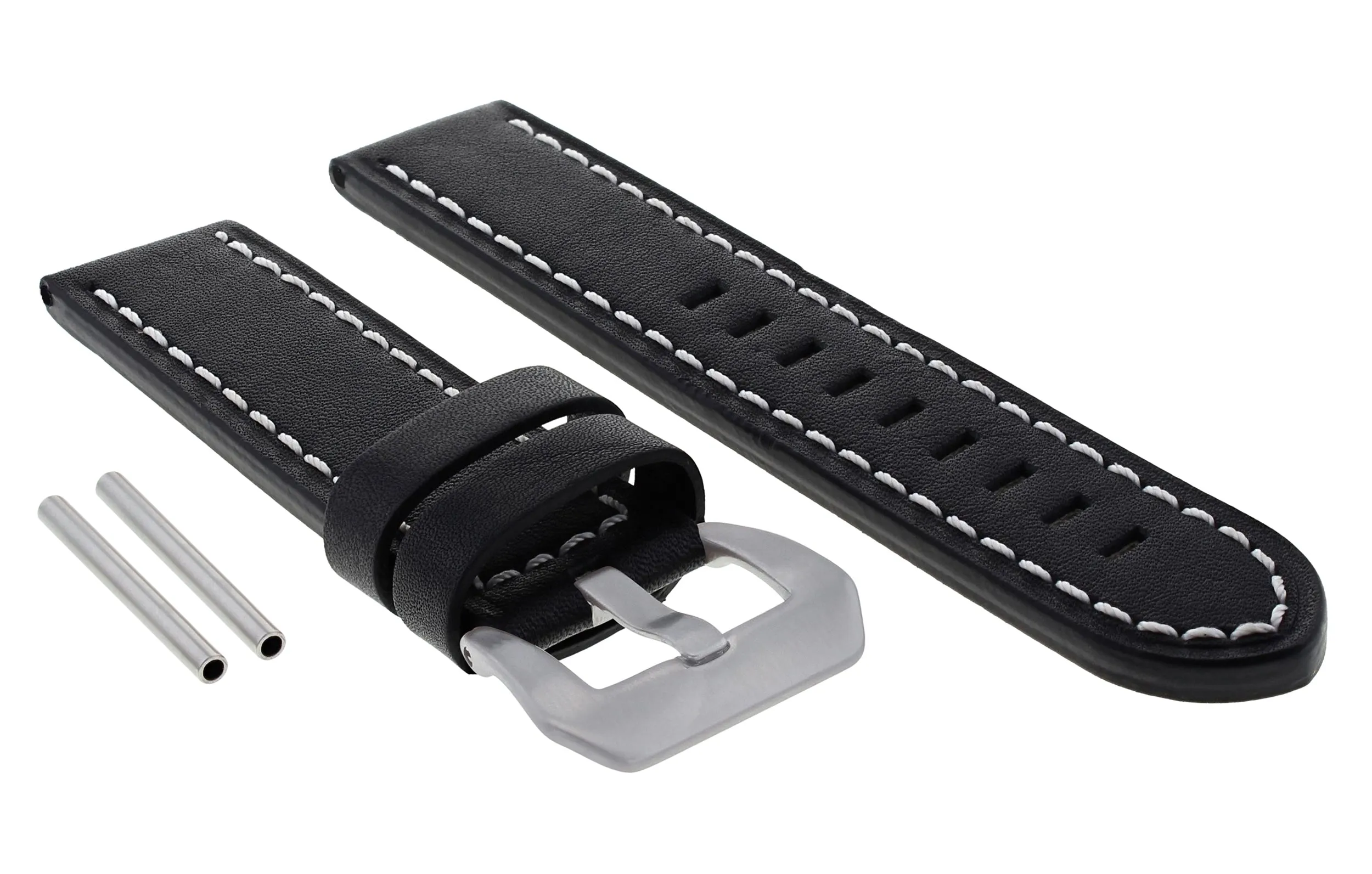 24MM COW LEATHER STRAP WATCH BAND FOR PAM 44MM PANERAI MARINA LUMINOR BLACK WS