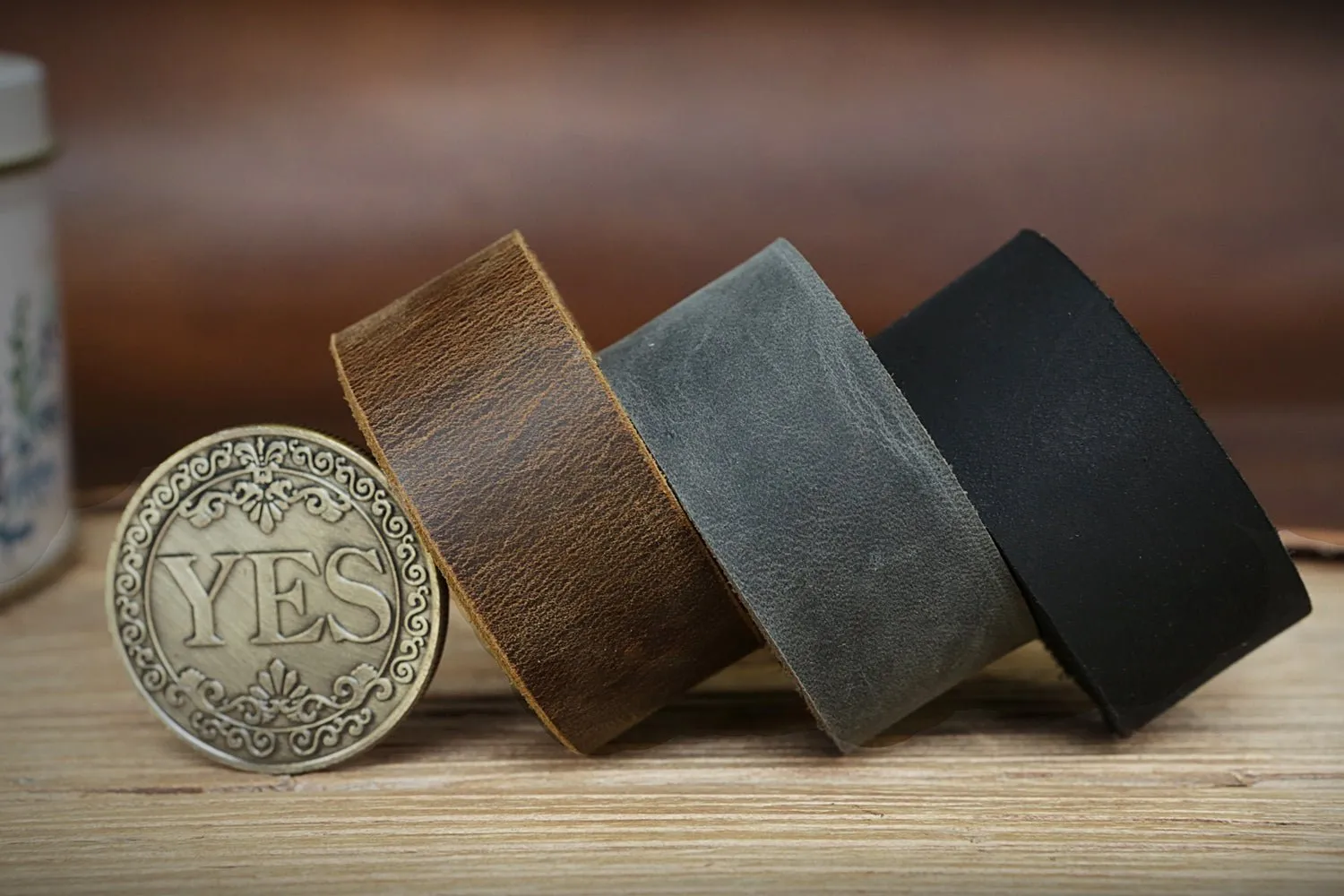 4 OZ black brown distressed leather strap
