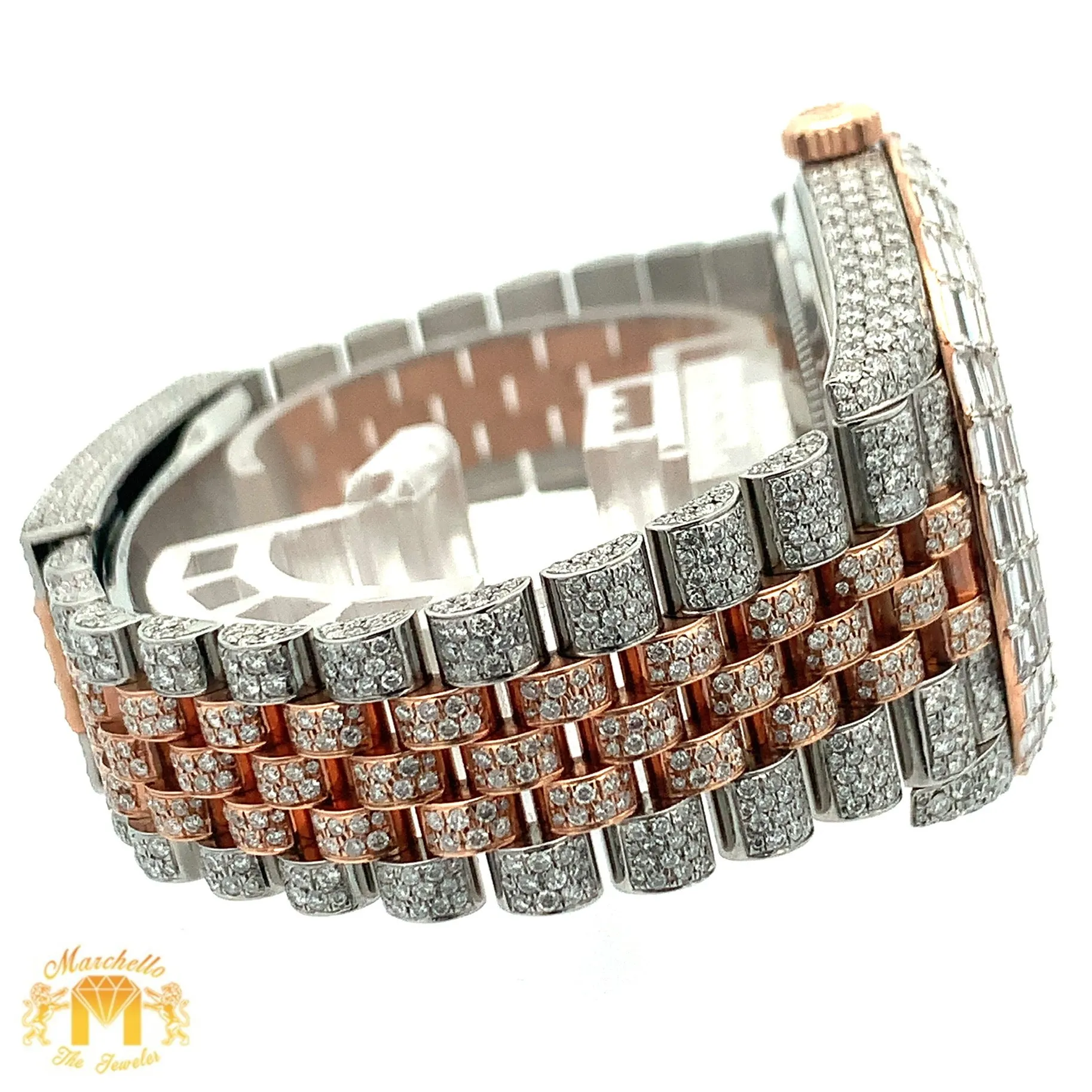 41mm Iced out Rolex Watch with Two-Tone Jubilee Bracelet (chocolate dial)